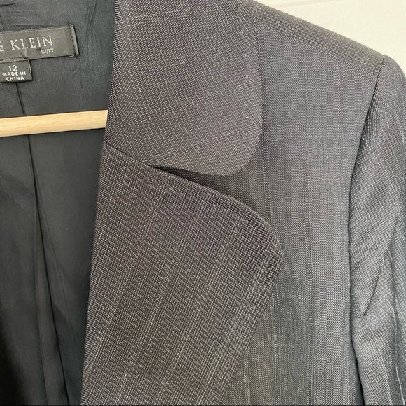 Anne Klein Black Charcoal Plaid Career Blazer Jacket Women's 12 Toggle Closure - Picture 5 of 13